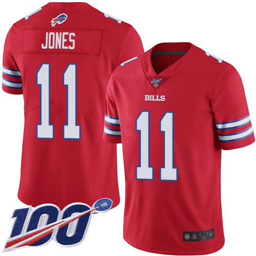 Men Buffalo Bills #11 Zay Jones Limited Red Rush Vapor Untouchable 100th Season NFL Jersey